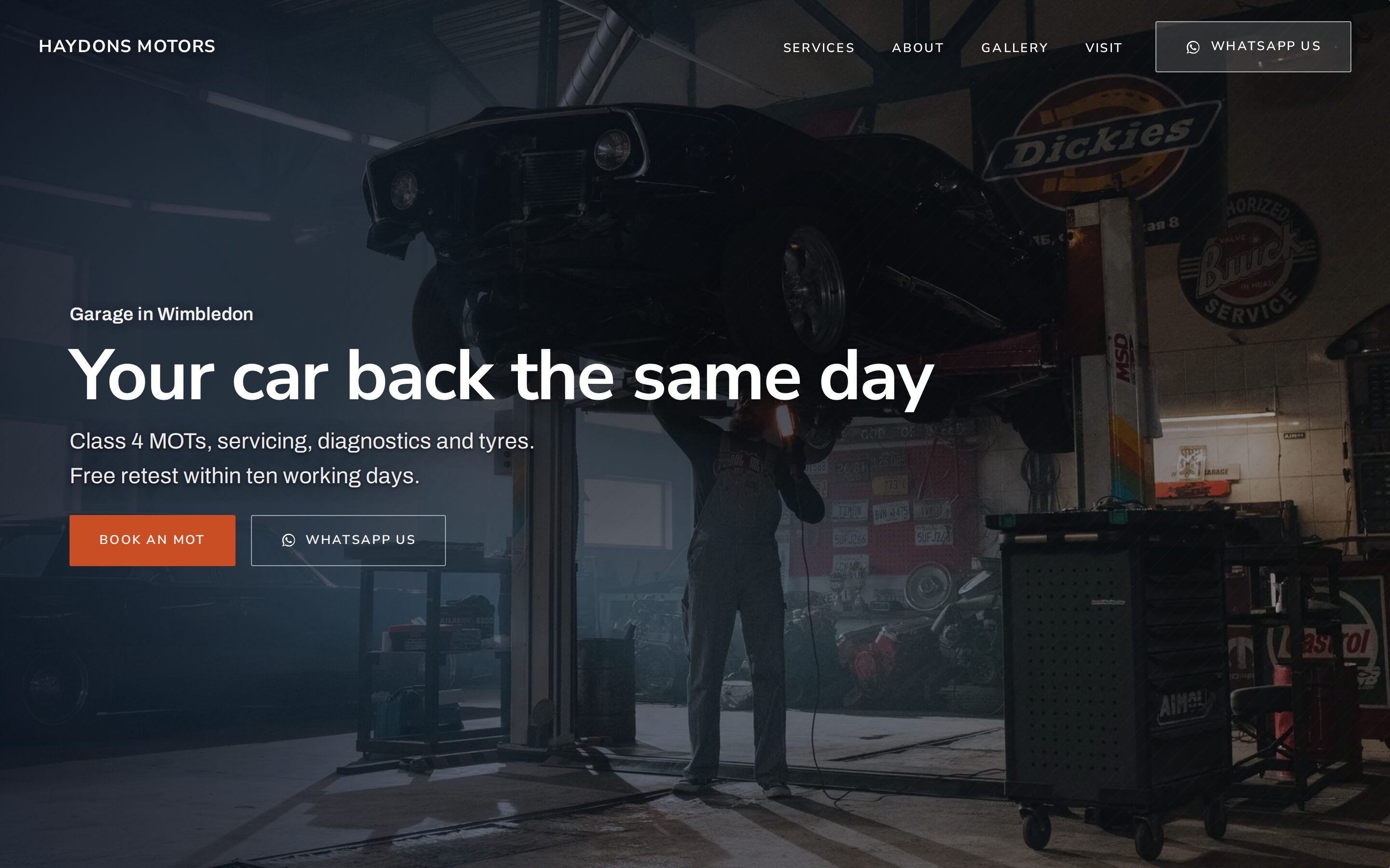 An example website for a garage