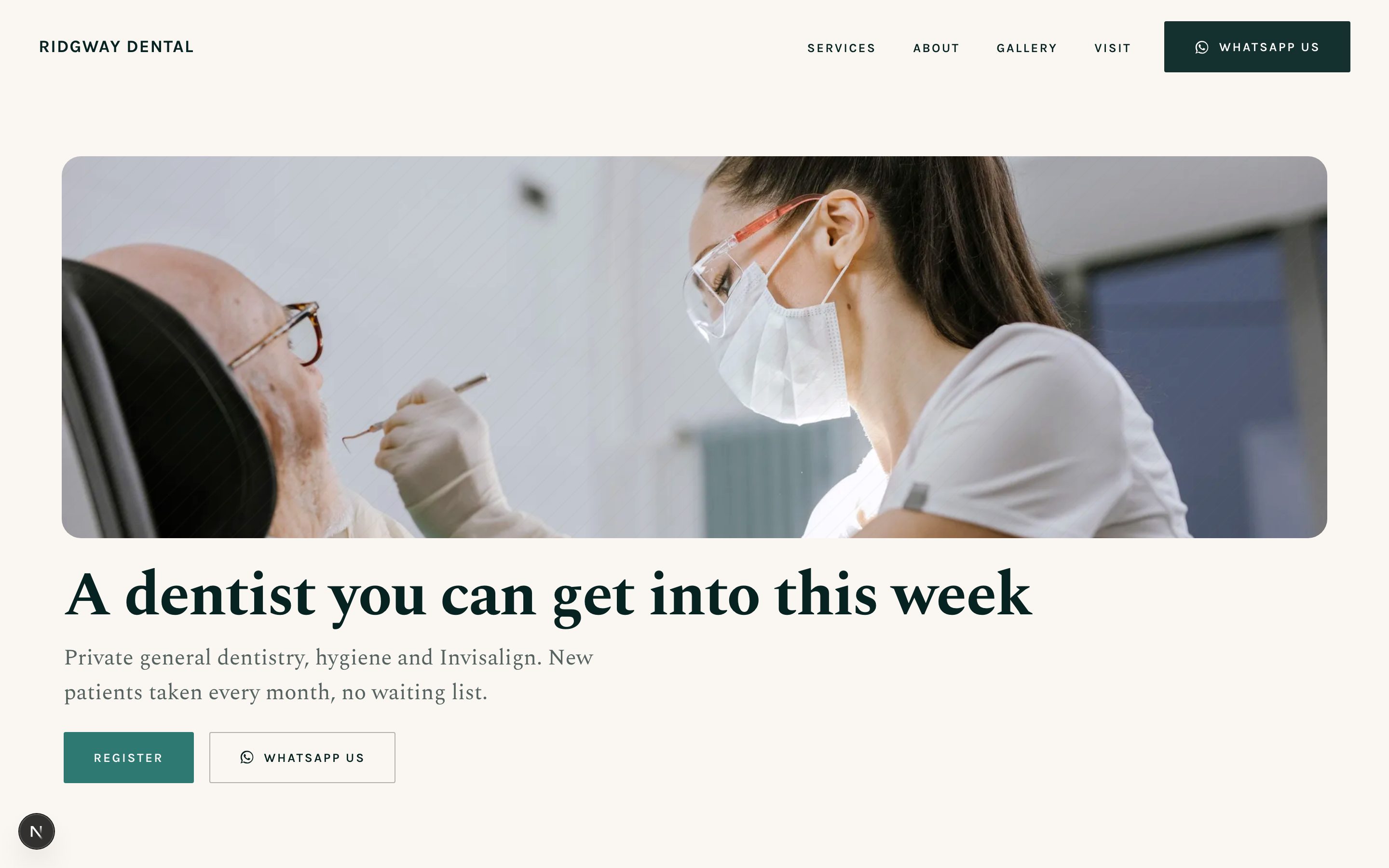 An example website for a dental practice