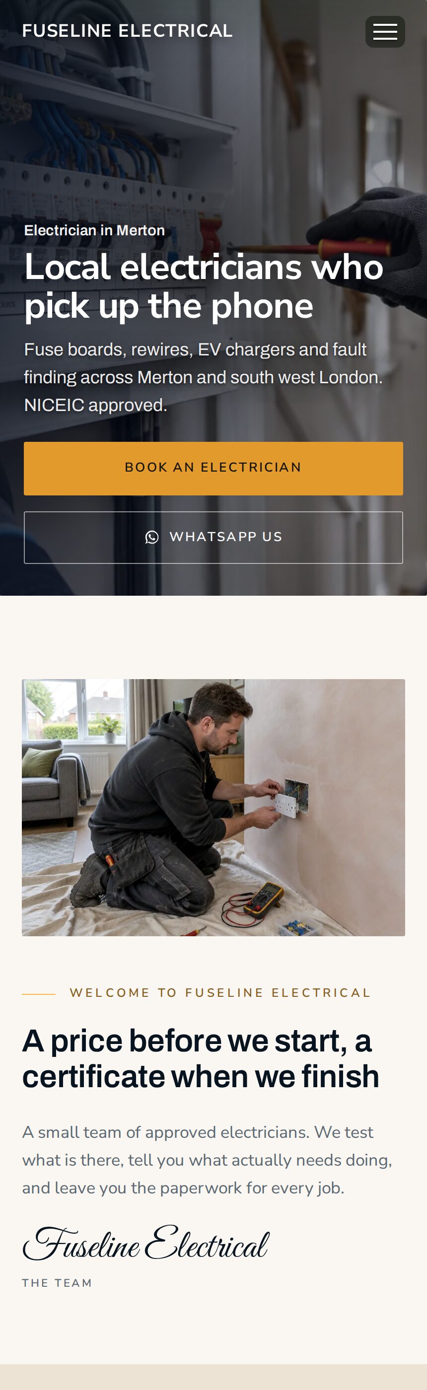 An example website for a electrical business