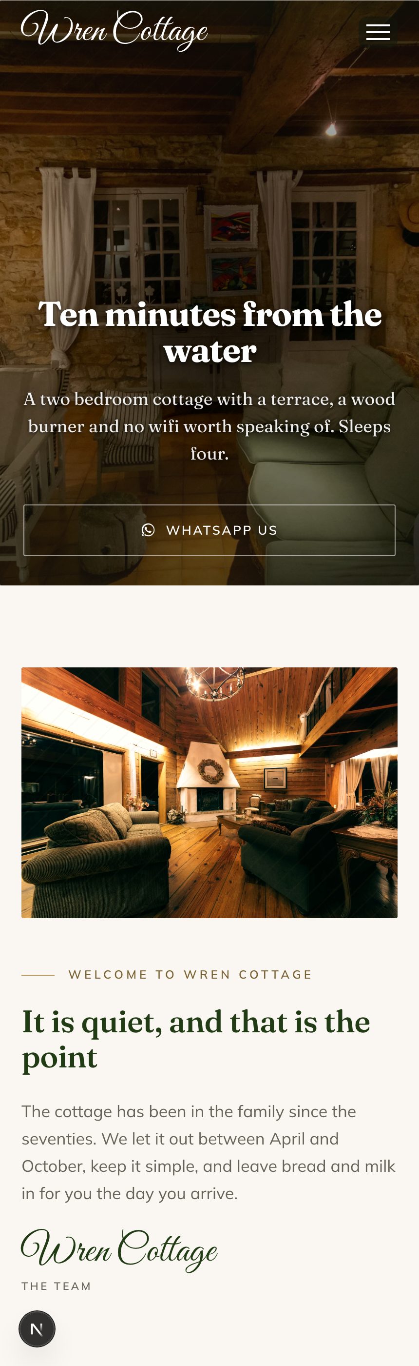 An example website for a holiday let