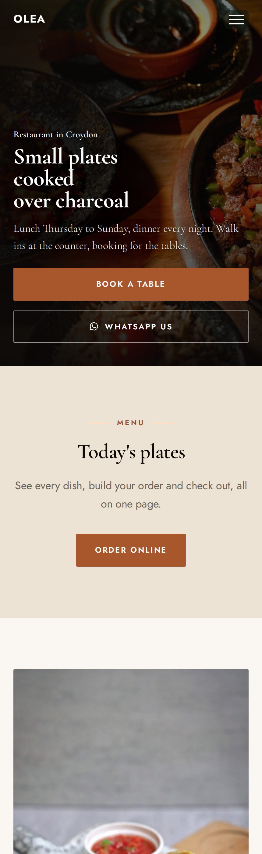An example website for a restaurant