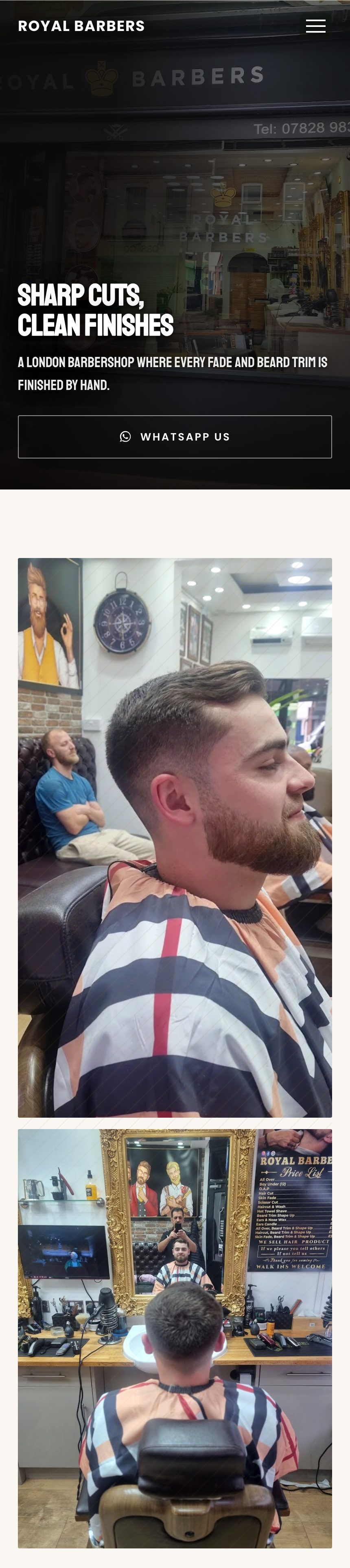 The website we built for Royal Barbers