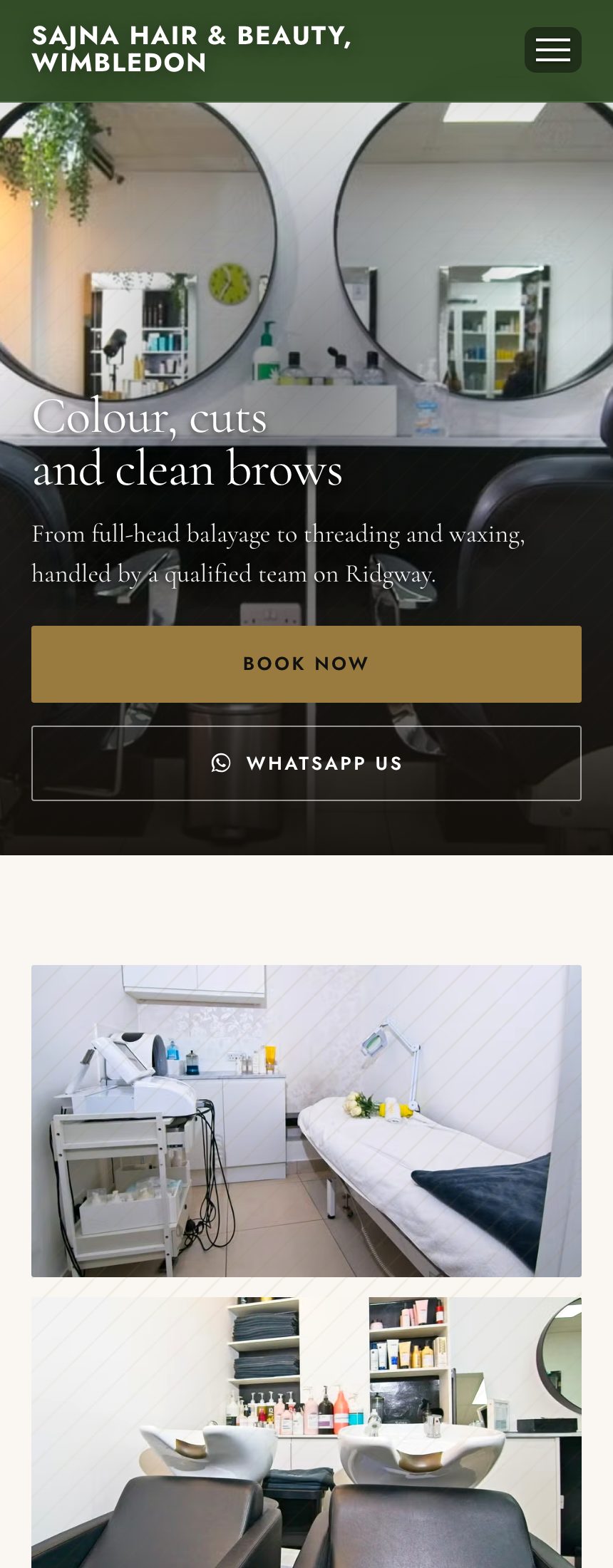 The website we built for Sajna Hair & Beauty